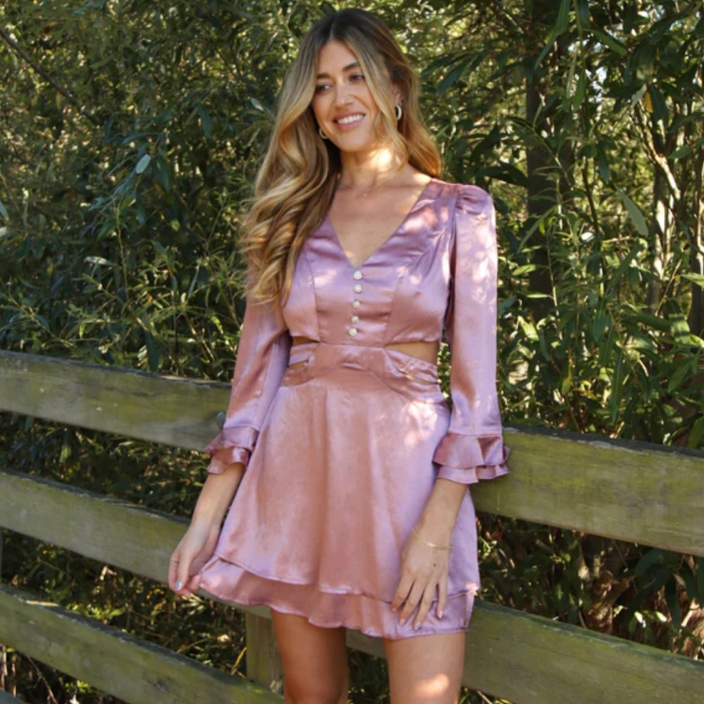 Rahi antique rose cut out mini dress sz L